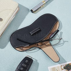 PUレザーメガネケース1個  眼鏡用  サングラスプロテクター  ブラック  折りたたみ：87x175x8mm  展開：163x175x8mm&nbsp;AJEW-DJ0001-01A