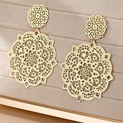 Flower Alloy Dangle Stud Earrings&nbsp;FS-WGC548B-01