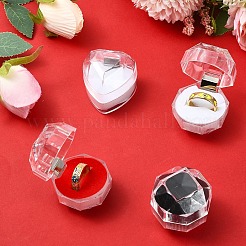 15色の透明プラスチックリングボックス3個  アクセサリー箱  ミックスカラー  3.8x3.8x3.8cm  5個/カラー&nbsp;AJEW-YW0001-28