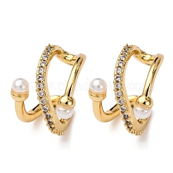 Brass Micro Pave Clear Cubic Zirconia C-Shaped Cuff Earrings&nbsp;EJEW-D328-08G