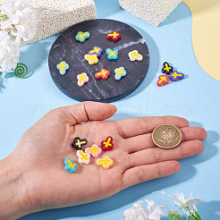 ガラスビーズとエナメルビーズ各10色 20個  手描きのビーズ  クロス  ミックスカラー  14.5x11.5x4mm  穴：1mm  2個/カラー&nbsp;BLOW-TA0001-07A