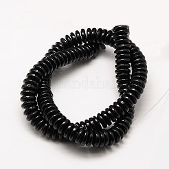イミテーションアンバーレジンヒシビーズ連売り  ディスク/フラットラウンド  ブラック  6x1.7~2mm  穴：1.5mm  182~195個/連  14.2インチ（36cm）。&nbsp;X-RESI-A009G-6mm-03