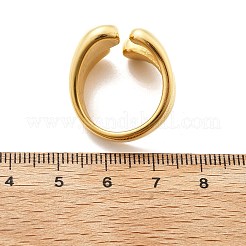 304ステンレススチールティアドロップカフリング  イオンプレーティング（ip）  ゴールドカラー  18mm  usサイズ7 1/4(17.5mm)&nbsp;RJEW-Q012-04G