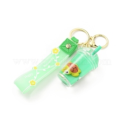 Floating Creative Cute Cartoon Liquid Filled Acrylic Cup Keychain&nbsp;KEYC-G052-02LG