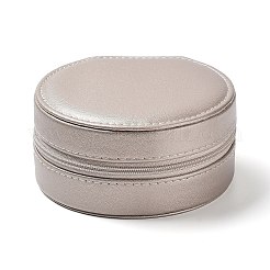Round PU Imitation Leather Jewelry Storage Zipper Boxes&nbsp;PAAG-PW0003-07B
