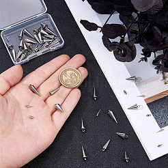 60個 5スタイル 201ステンレススチールペンダント  コーンチャーム  ステンレス鋼色  6~18.5x2~7mm  穴：1.2~1.8mm  12個/スタイル&nbsp;STAS-DC0017-17