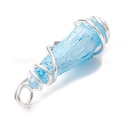 Electroplated Natural Quartz Crystal Dyed Copper Wire Wrapped Pendants&nbsp;PALLOY-JF02327-03