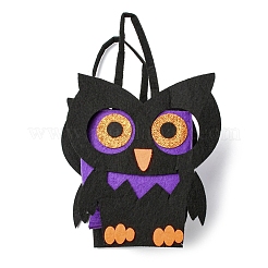 フクロウフェルトのハンドル付きハロウィンキャンディバッグ  ハロウィン トリート ギフトバッグ パーティーの記念品 子供用  パープル  24.8cm  バッグ：17x15x7.3センチメートル&nbsp;LS-HAWE-K001-01C