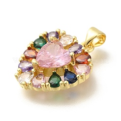 Rack Plating Brass with Cubic Zirconia Pendants&nbsp;KK-Z086-15G-03