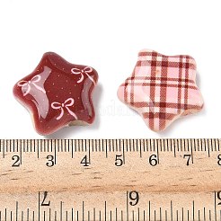 印刷された不透明なアクリルビーズ  スター  ミックスカラー  25x26x10mm  穴：4.5mm&nbsp;OACR-I027-02
