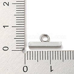変色しない304ステンレススチールチャーム  長方形のチャーム  ステンレス鋼色  13x6x2mm  穴：2.3mm&nbsp;STAS-Q310-08P