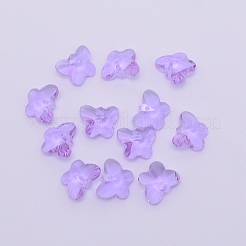 クリアガラスペンダント  多面カット  蝶のチャーム  ライラック  12x15x8mm  穴：1.5mm&nbsp;GLAA-P037-02-18