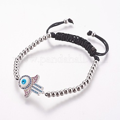 Adjustable 304 Stainless Steel Braided Beaded Bracelets&nbsp;BJEW-L655-012