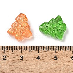 染色・加熱したガラスビーズ  金箔  バブル効果  クリスマスツリー  ミックスカラー  16x15x5.5mm  穴：0.8mm&nbsp;GLAA-B009-02