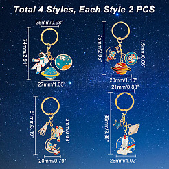 2Sets Space Theme Alloy Enamel Pendants Keychains&nbsp;KEYC-GA0001-25