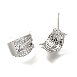 真鍮キュービックジルコニア＆ガラススタッドピアス  カドミウムフリー＆鉛フリー  プラチナ  15.5x16mm&nbsp;EJEW-M048-02P