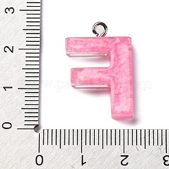 蓄光樹脂チャーム  暗闇で光る  プラチナメッキループ付き  文字L  文字F  23.5x16x5mm  穴：1.8mm&nbsp;X1-RESI-I059-F01