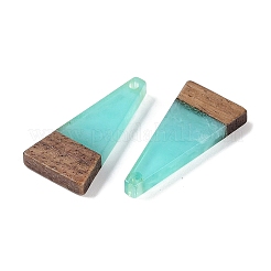 レジン＆ウッドパーツ  三角形のチャーム  アクアマリン  28.5x14x3.5mm  穴：1.6mm&nbsp;WOOD-F015-03C