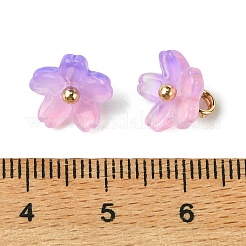 合金アクリルパーツ  花のチャーム  ゴールドカラー  スミレ  10.5x8mm  穴：2mm&nbsp;TACR-P016-01G-13