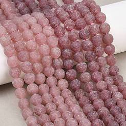 天然石ストロベリークォーツビーズ連売り  ラウンド  艶消し  8mm  穴：1.2mm  約50個/連  15.08''~15.28''（38.3~38.8センチメートル）&nbsp;G-P626-8mm-04
