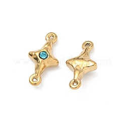 304 Stainless Steel Aquamarine Rhinestone Connector Charms&nbsp;STAS-L308-03A-G