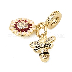 Brass Micro Pave Cubic Zirconia European Dangle Charms&nbsp;KK-Z150-06G-03