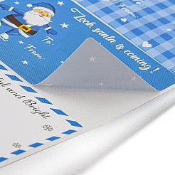 クリスマステーマの漫画紙ステッカー  粘着式装飾ステッカー デカール  ドジャーブルー  60x40mm  500PCS /ロール&nbsp;STIC-P013-07B