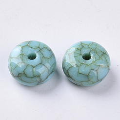 アクリルビーズ  模造ターコイズスタイル  ロンデル  ターコイズ  13x7mm  穴：2mm&nbsp;X-OACR-S029-090