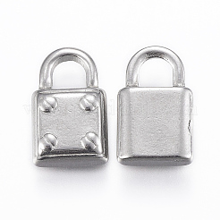 変色しにくい304ステンレススチールペンダント  南京錠  ステンレス鋼色  15.5x9.5x4mm  穴：4.5x4mm&nbsp;STAS-H416-90P