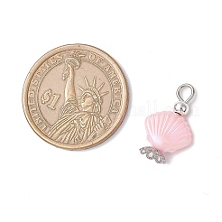 3 個の abs プラスチック模造真珠のペンダント  シェル形状  鉄ループ付き  ミックスカラー  20x12.5x7mm  穴：2.5mm&nbsp;PALLOY-JF04003
