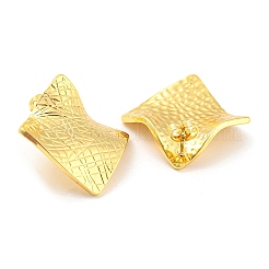 ラックメッキ真鍮ツイスト菱形スタッドピアス  長持ちメッキ  鉛フリー＆カドミウムフリー  18KGP本金メッキ  29x29mm&nbsp;EJEW-A028-35G