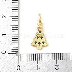クリスマスブラスマイクロパヴェキュービックジルコニアペンダント  クリスマスツリー  丸カン付き  ゴールドカラー  15x9.5x2mm  穴：3.8mm&nbsp;KK-K411-02G