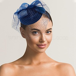 メッシュベールヘアバンド3色3セット  女性用布製＆羽毛製ファシネーターハット ハロウィンコスチューム パーティーアクセサリー  ミックスカラー  145x120x4.5mm  1セット/色&nbsp;MRMJ-WR0001-05