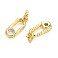 Brass Micro Pave Clear Cubic Zirconia Charms&nbsp;KK-CBAD9DF-07G