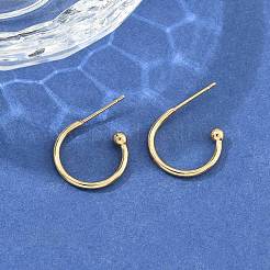 304 Stainless Steel C-shaped Hoop Circle Ball Stud Earrings&nbsp;STAS-K204-04G