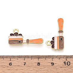 合金とエナメルのペンダント  パンチャーム  ゴールドカラー  サンゴ  13.5x26x1.5mm  穴：1.7mm&nbsp;PALLOY-T093-10G