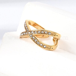 304 Stainless Steel Rhinestone Cuff Open Rings for Women&nbsp;RB-CBA2039-02G-01