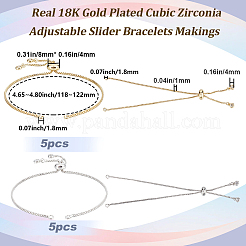 10Pcs 2 Colors Adjustable Brass Slider Bracelet Making&nbsp;MAK-BBC0001-33B