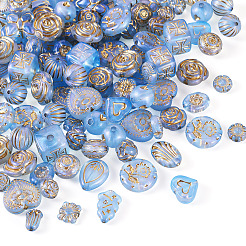 透明アクリルビーズ100g  ライン入り  混合図形  ライトスチールブルー  7.5~22.5x7.5~21x5.5~13mm  穴：1.2~5.5mm&nbsp;MACR-TA0002-02B