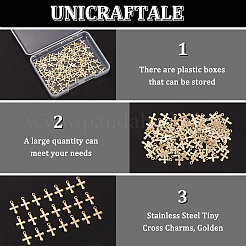 100Pcs 304 Stainless Steel Tiny Cross Charms&nbsp;FIND-UN0004-03