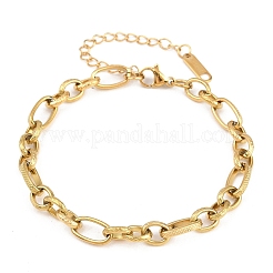 女性用304ステンレススチールリンクチェーンブレスレット  オーバル  ゴールドカラー  6.89インチ（17.5cm）&nbsp;BJEW-A161-01C-G
