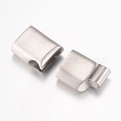 変色しにくい304ステンレススチール製のマグネット留め具と接着端  艶消し  長方形  ステンレス鋼色  24x12x7.5mm  穴：5x10mm&nbsp;X-STAS-G071-39P