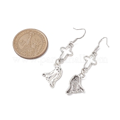 合金ペンダントイヤリング  真鍮のピアスフック  ゴースト  ハロウィン用  プラチナ  58x14mm&nbsp;EJEW-JE05978