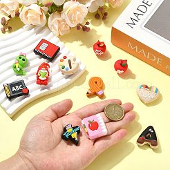 教師の日シリコンビーズ 12種類 12個  焦点ビーズ  混合図形  ミックスカラー  24~33x17.5~27x6.5~19mm  穴：2~3mm  1個/スタイル&nbsp;SIL-FS0001-40