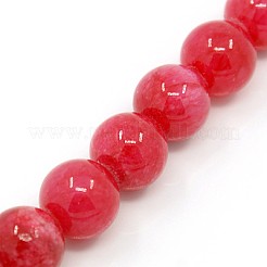 染め天然ヒスイビーズ連売り  ラウンド  レッド  8mm  穴：1.2~1.5mm  約50個/連  16インチ&nbsp;G-D434-8mm-08-1