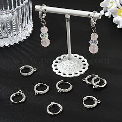 シェグレース 真鍮製マイクロパヴェ クリアキュービックジルコニア フープピアス金具  カドミウムフリー、ニッケルフリー、鉛フリー、ループ付き  プラチナメッキ  15~16x14x2.5mm  穴：1.5mm&nbsp;XGR0155P-95P