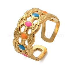 304 Stainless Stee Enamel Open Cuff Rings&nbsp;RJEW-Q006-02A-G
