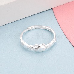女性用スターリングシルバー調節可能指輪925個  猫の形  s925スタンプあり  銀  5mm  内径：17mm&nbsp;STER-N016-141S