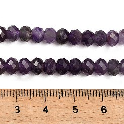 天然石アメジストビーズ連売り  多面カット  ロンデル  6x4~5mm  穴：0.8mm  約86~94個/連  14.96~15.35''（38~39センチメートル）&nbsp;G-G278-A01-4x6mm