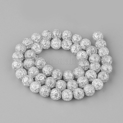 合成クラッククオーツビーズ連売り  ラウンド  染め  ライトグレー  8mm  穴：1mm  約50個/連  15.7インチ&nbsp;X-GLAA-S134-8mm-09